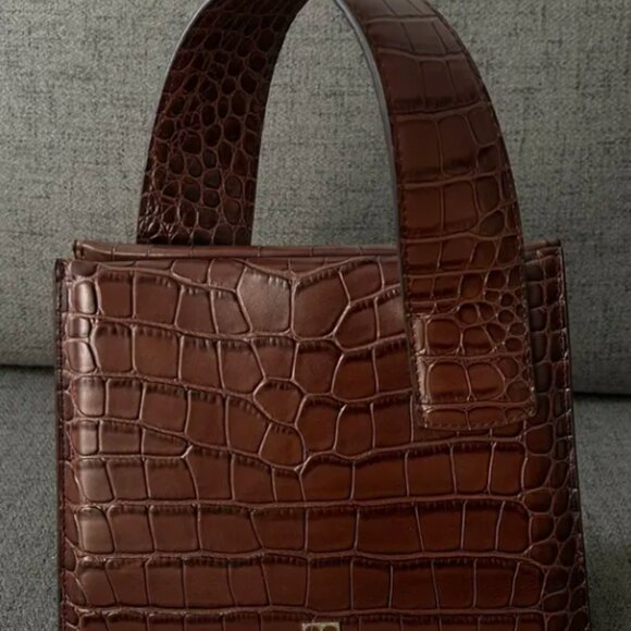 PARISA WANG BROWN CROCODILE MINI TOP HANDLE BAG - Picture 2 of 8